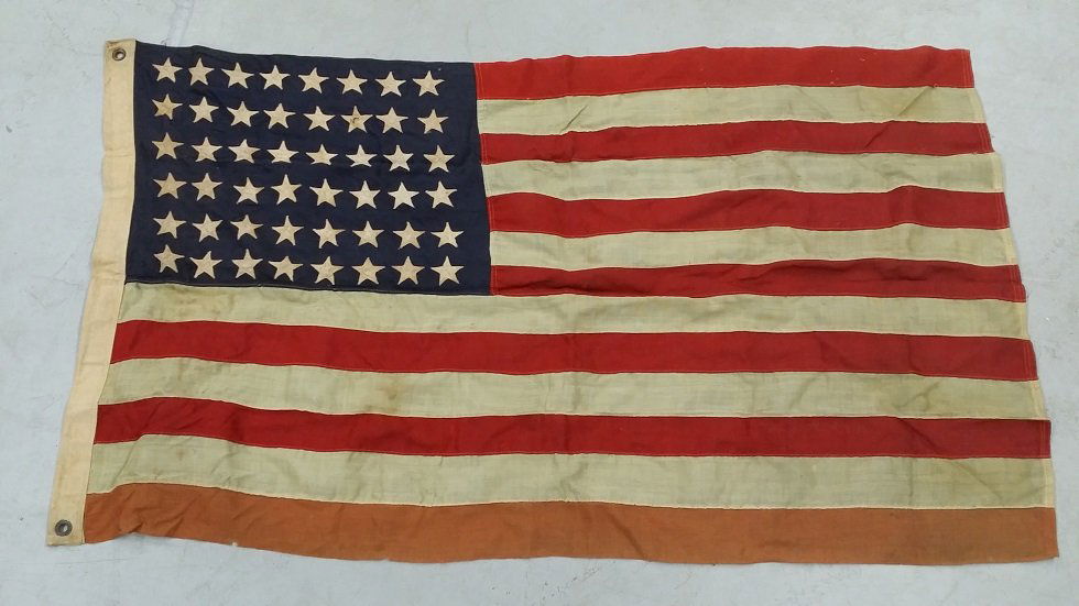 Antique or Vintage 48 Star American Flag: 50" x 30" The United States 48-star flag was in use 1912–1959.