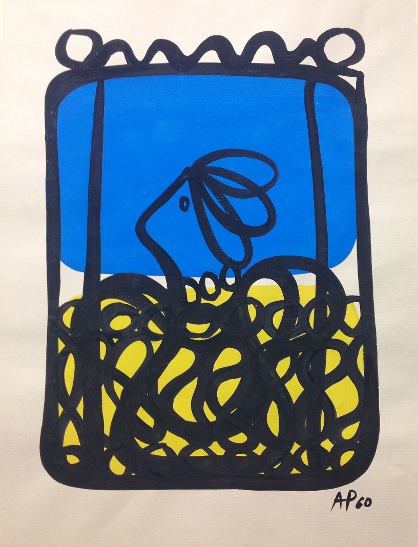 AMELIA PELAEZ (Cuban 1896-1968): Signed : AMELIA PELÁEZ (Cuban 1896-1968) Title: “Muchacha en el Balcón” Medium: Gouache on Paper Date of creation: 1960 Size: 16 7/8 " x 12 3/4 " (in) With COA & Gallery Export Document.