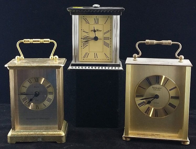 Lot of 3 clocks Bulova, Remington & Seth Thomas: Bulova w Westminster & Whittington chimes, Remington multi quartz, Seth Thomas