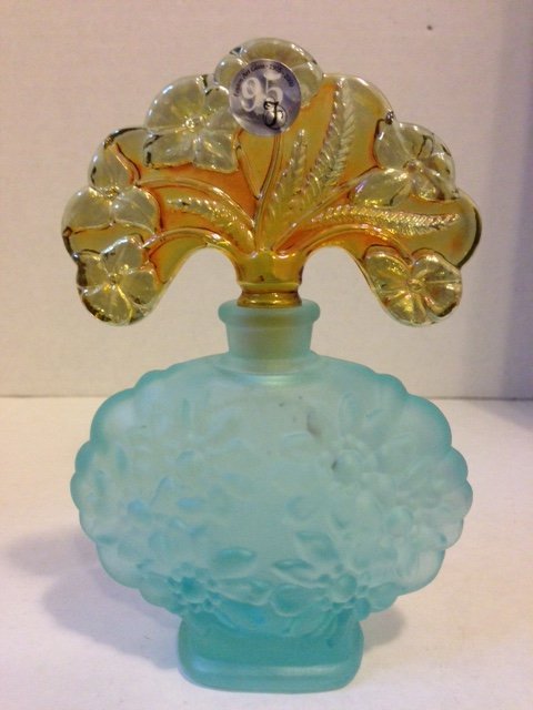 Beautiful Signed FENTON Art Glass Perfume Bottle: Breathtaking Colors - See all Photos