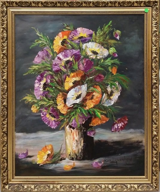 Vera Eksarchow 1976 Oil on Canvas: frame measures approx 28" x 34"