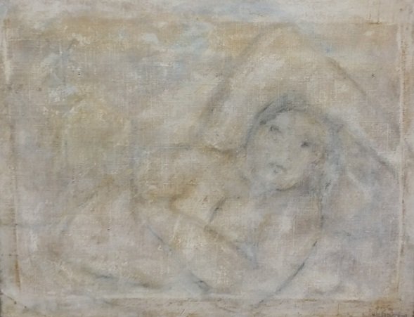 Armando Reveron (Venezuelan) Mixed Media on Canvas: frame measures approx 26.5" x 33.5"