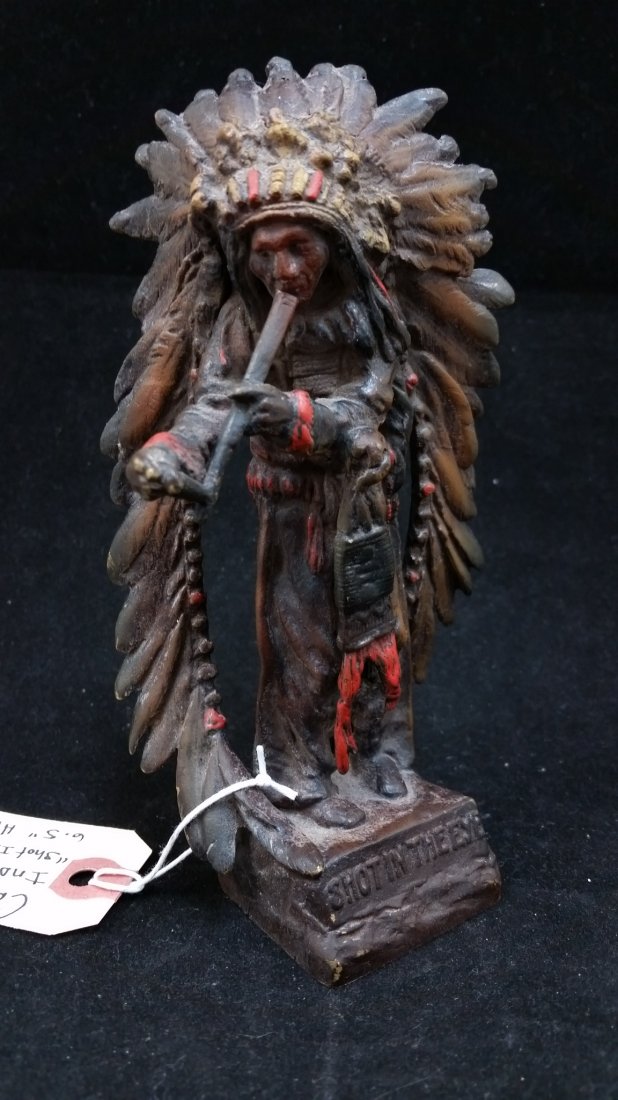 Carl Kauba: Carl Kauba Indian Chief "Shot In The Eye" signed original bronze statue 6.5" ht