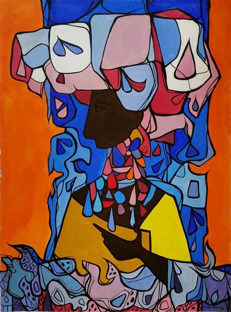 Cundo Bermúdez tempera on paper 1989 30 x 22 in: Cundo Bermúdez tempera on paper 1989 30 x 22 in certificate by Conrado Basulto