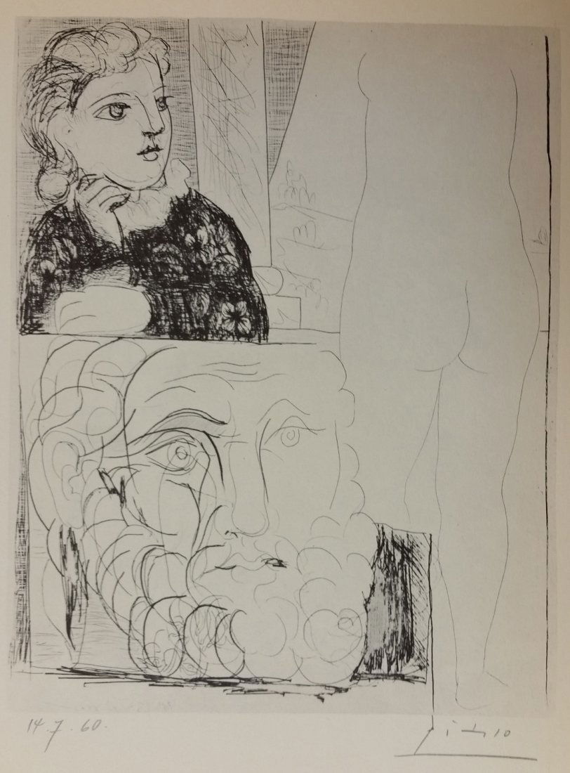 Pablo Picasso (Spanish, 1881-1973): SUITE VOLLARD ARTIST HAND SIGNED & DATED LITHOGRAPH WITH COA 11" X 8.25" GALERIA GERD ROSEN NUDE EROTIC