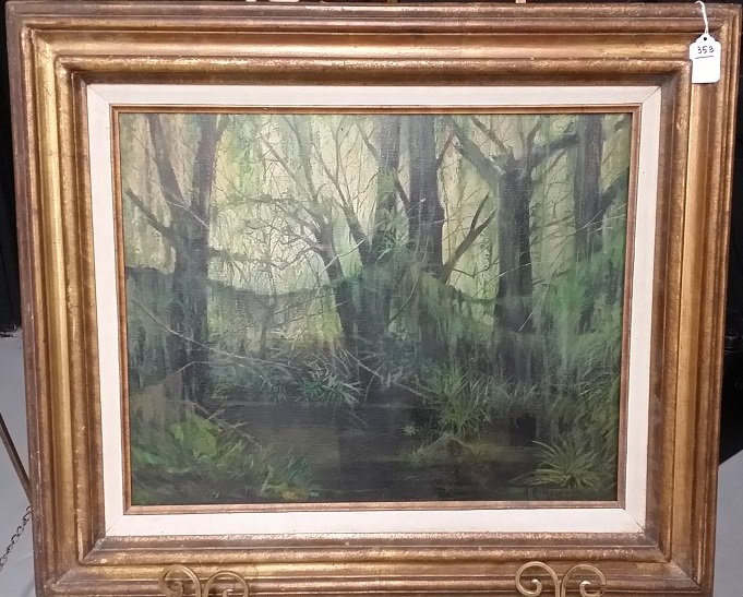 A.R. Morey (Cuban) Oil on Canvas Painting: approx 24" x 28"