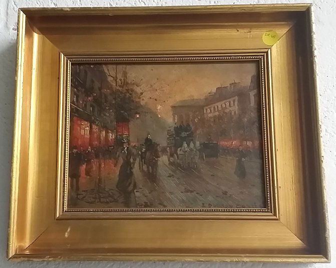 Attributed to Edouard Cortes Oil on Wood: Frame measures approx 8.5" x 13.5"