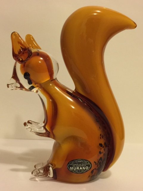 Awesome MURANO Italy Art Glass Squirrel: With Original Label - Multiple Photos Posted