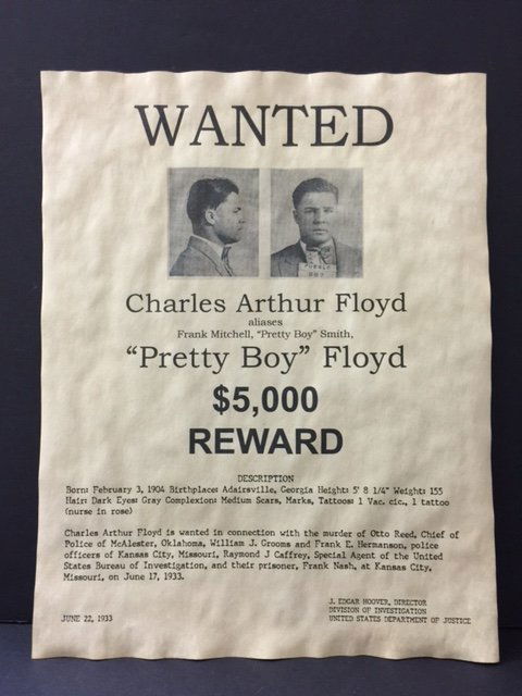 Dated 1933 "Pretty Boy" Floyd Wanted Poster: Cool Collectible Reprint