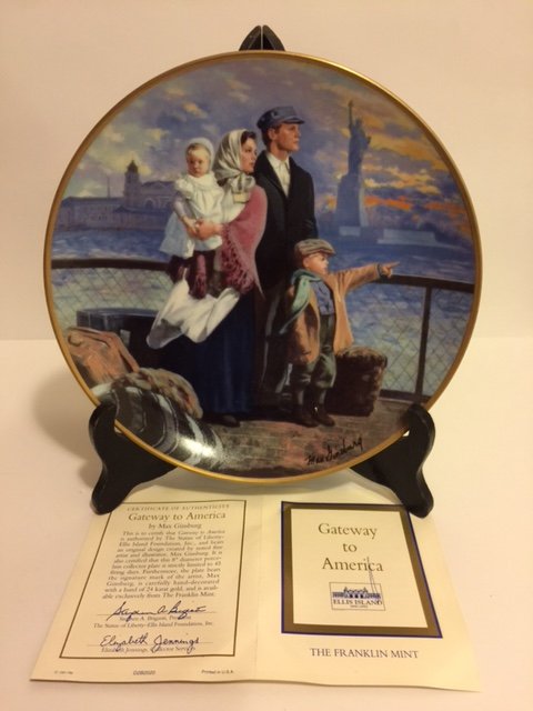 MAX GINSBURG - Ellis Island - Gateway to America: Porcelain - Limited Edition - Distributed by "The Franklin Mint" Comes with Box & COA - Multiple Photos Posted