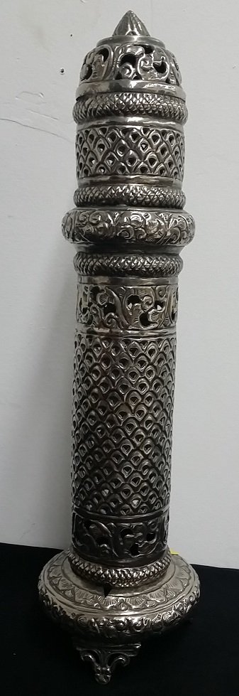 Huge 17" tall Judaica Silver Tone Incense Burner: Huge 17" tall Judaica Silver Tone Incense Burner