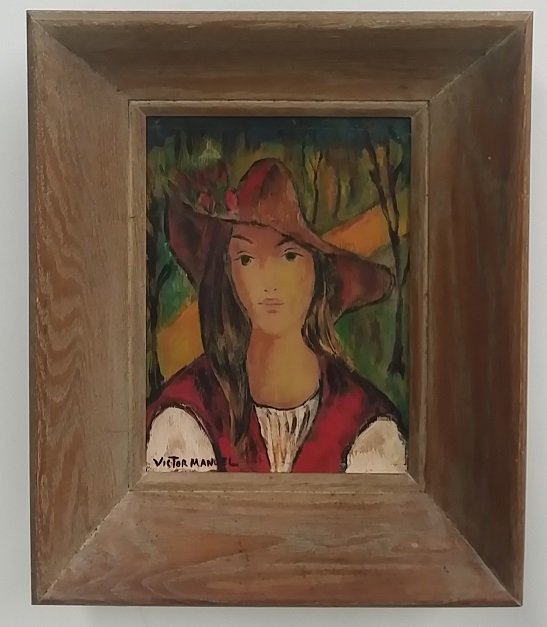 Victor MANUEL (1897-1969) Cuban Artist: Oil On Canvas, Signed Lower Left, Canvas 12" x 9", Has COA issued by Mr. Carlos M Luis