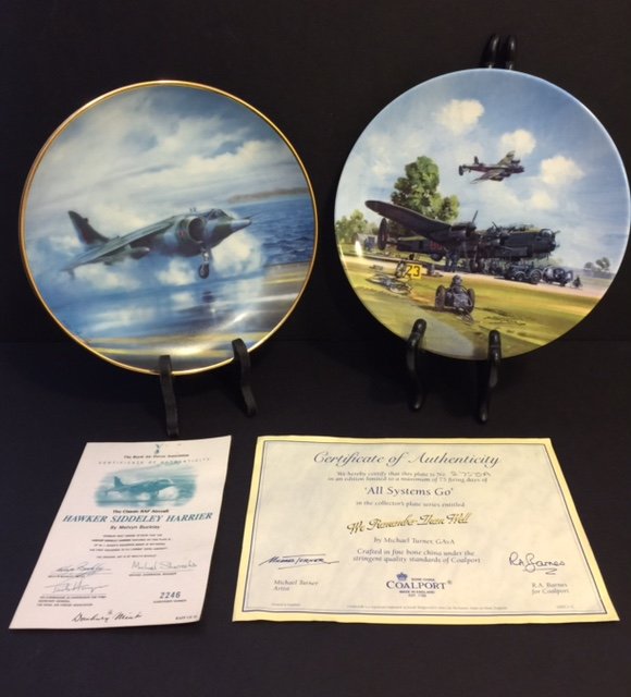 Lot of 2 WW2 Tribute Porcelain Chargers w/COA's: And Original Boxes - FLAWLESS
