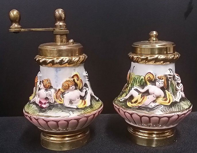 Capodimonte Salt & Pepper Set: salt shaker & pepper grinder
