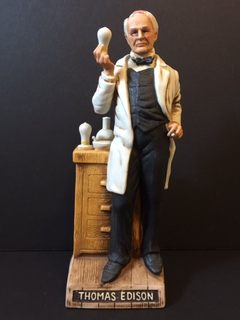 Rare Signed Americana Porcelain "THOMAS EDISON": LG. Rare Piece - Made in the 70's by McCormick Distilling Company