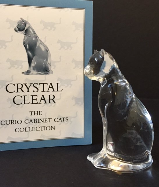 Franklin Mint "CRYSTAL CLEAR" Cat with COA: RARE - From "The Curio Cabinet Cat Collection"