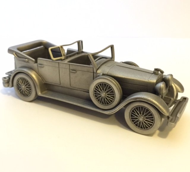 1928 Lincoln Convertible Pewter Car/Made ENGLAND: Handcrafted in ENGLAND/Distributed by "The Danbury Mint"