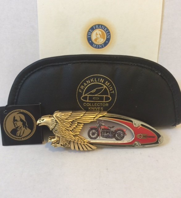 Awesome Official HARLEY DAVIDSON Pocket Knife: "1936 KNUCKLHEAD" by HARLEY DAVIDSON MINT CONDITION with Hang Tag & Original Padded Pouch Issued by "THE FRANKLIN MINT" MULTIPLE PHOTOS POSTED