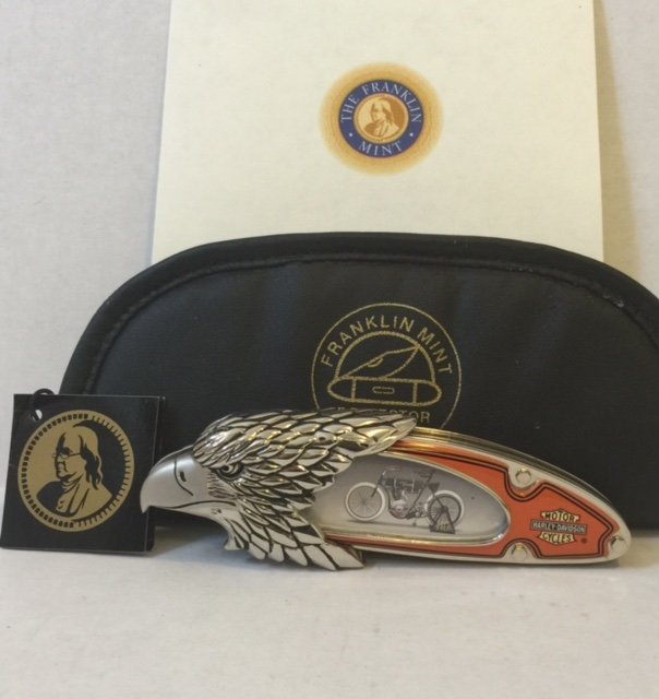 Awesome Official HARLEY DAVIDSON Pocket Knife: "1903 HARLEY DAVIDSON" - MINT CONDITION Comes with Hang Tag & Original Padded Pouch Issued by "THE FRANKLIN MINT" MULTIPLE PHOTOS POSTED