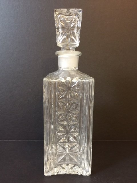Vintage Zig Zag Cut Crystal Brandy Decanter: Vintage Zig Zag Cut Crystal Brandy Decanter