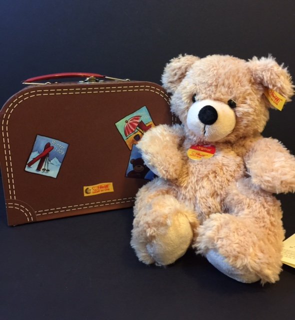 11" Original STEIFF Bear w/ Suitcase and all Tags: Multiple Photos Posted