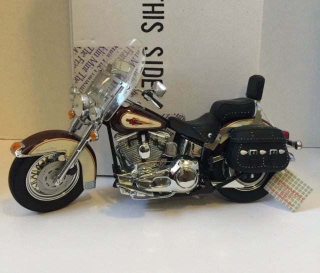 FRANKLIN MINT Die-Cast HARLEY DAVIDSON Motorcycle: Never Displayed "Harley Heritage Softail" Motorcycle Has Original Box and Hang Tag from The Franklin Mint Great Piece - MUST SEE ALL PHOTOS