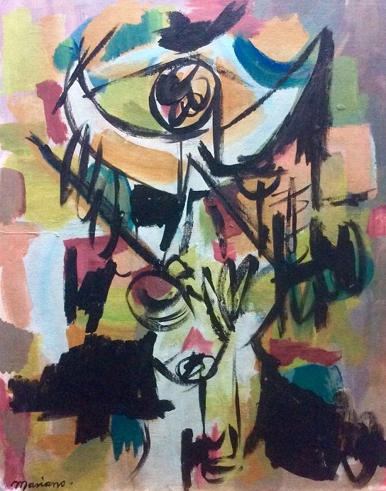 MARIANO RODRIGUEZ (Cuban 1912-1990): Title: Untitled (Abstract Composition), Medium: Oil on Canvas Panel, Date: 1955s, Size: 20 x 16 in,