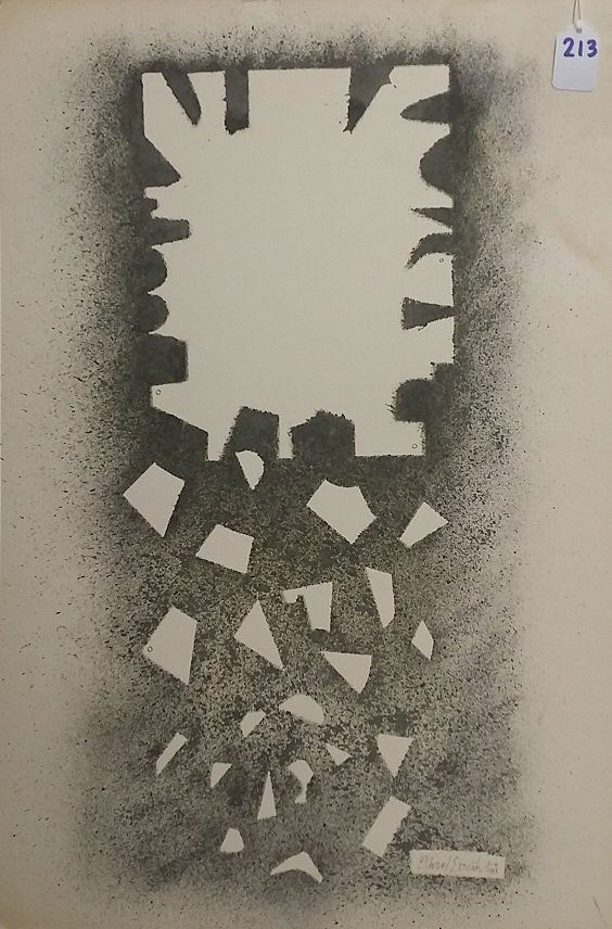 David Smith Mixed Media on Board, Dated 1963: 24" x 16"