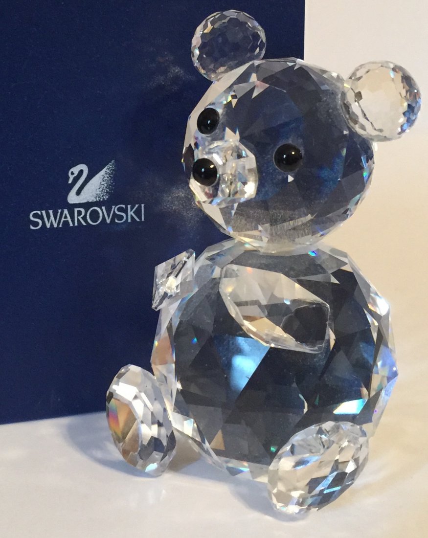 Large Signed SWAROVSKI Crystal Teddy Bear: PERFECT CONDITION - HEAVY PIECE Display Sign in Photo Not Included