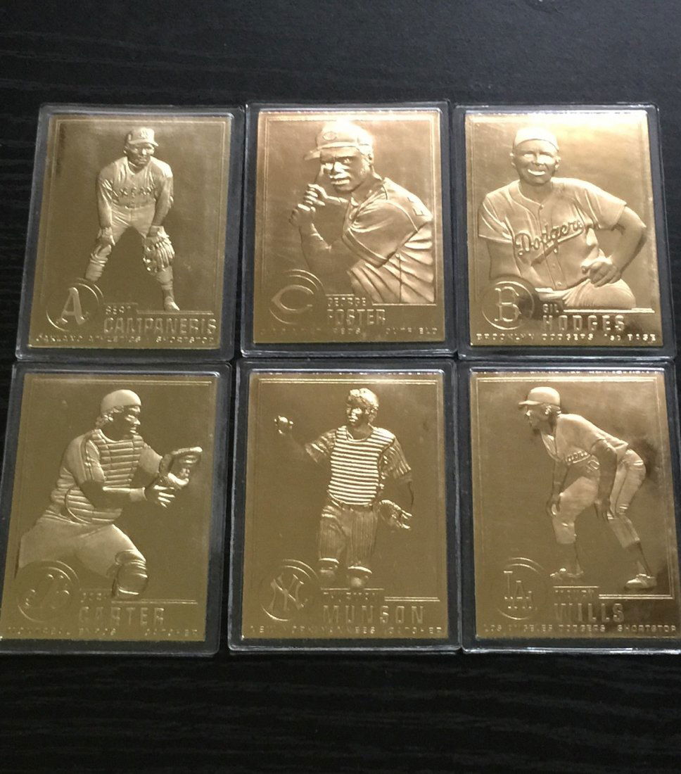 SIX - 22k Gold Baseball Cards Greatest of all Time: GREAT LOT - Cards issued by The Danbury Mint