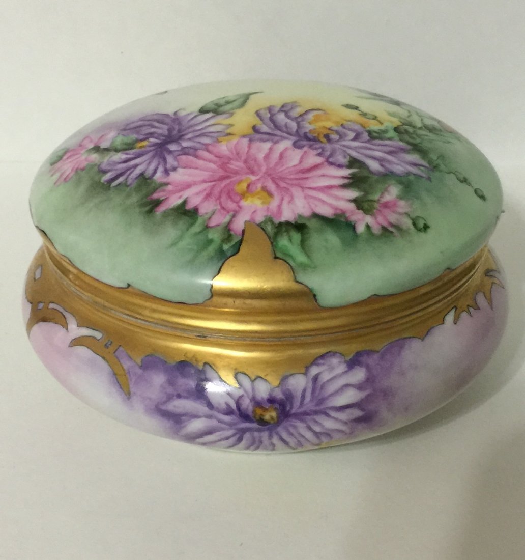 Lg. Early GDA Limoges France Porcelain Vanity Box: 6.5" x 6.5" - Beautiful Signed and Hand Painted Piece