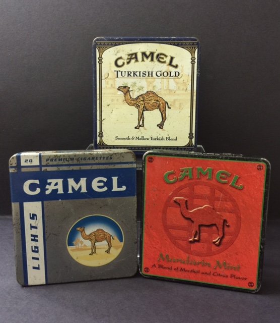 RARE Lot of 3 Vintage Camel Cigarette Tins: RARE Lot of 3 Vintage Camel Cigarette Tins