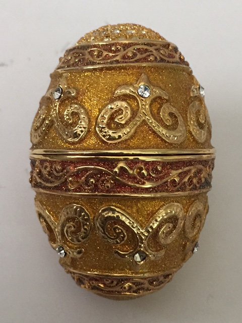 Beautiful Jeweled/Enameled Hinged Egg Trinket Box: Beautiful Jeweled/Enameled Hinged Egg Trinket Box