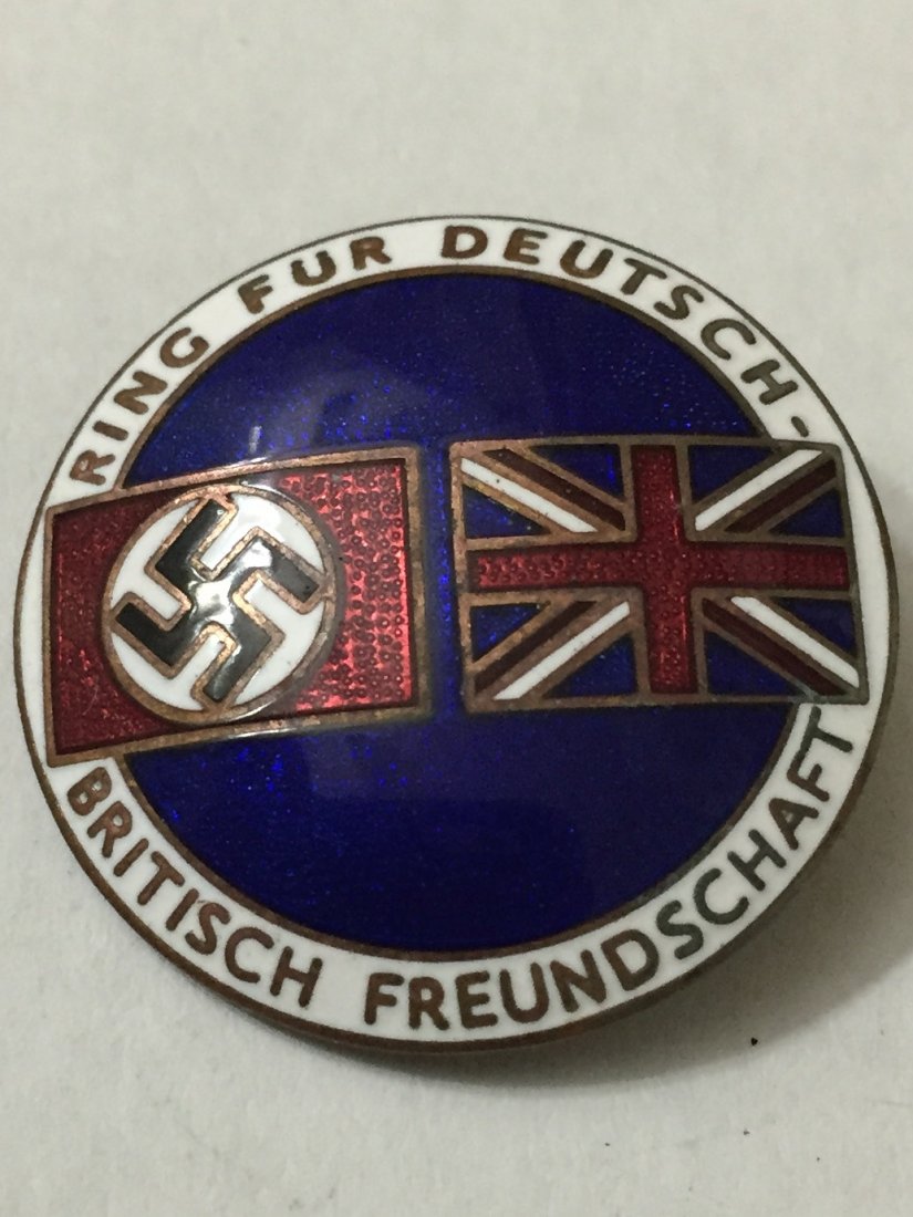 Nazi/Germany & Britain Enameled Peace Proposal Pin: MULTIPLE PHOTOS POSTED