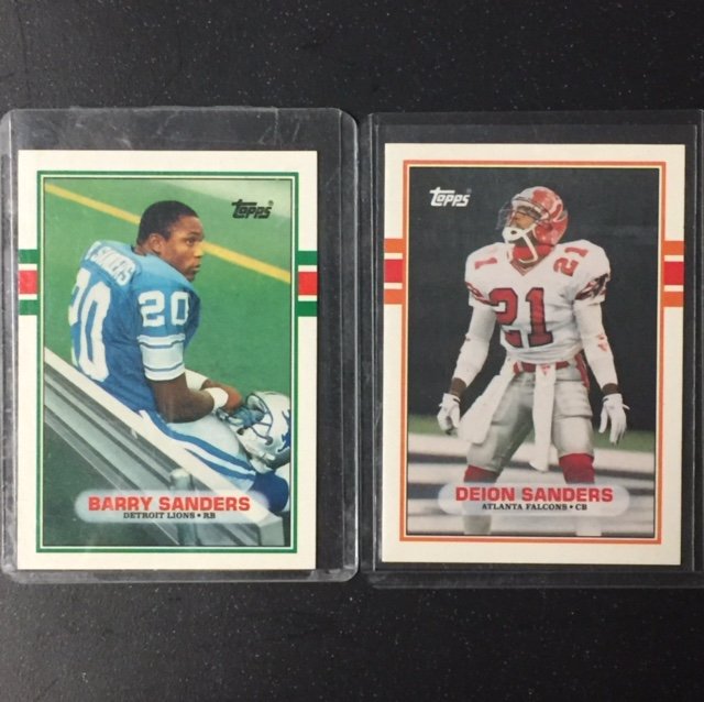 Barry Sanders & Deion Sanders Traded Rookie Cards: 1990 Topps Traded - Lot of 2 - MINT