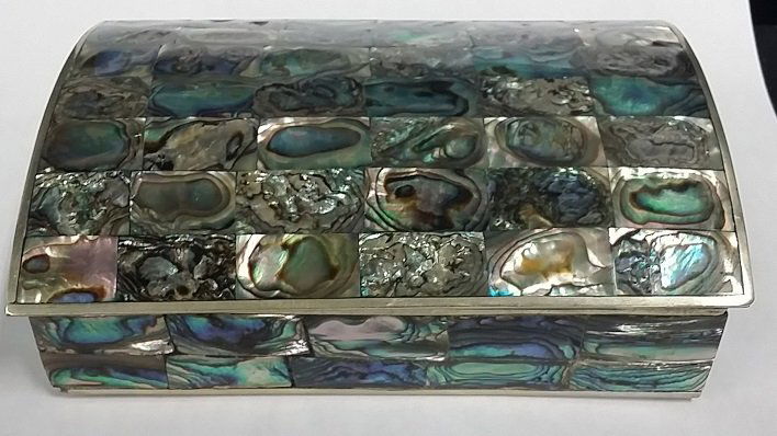 Mid Century Abalone Jewelry Box: 4"x6"