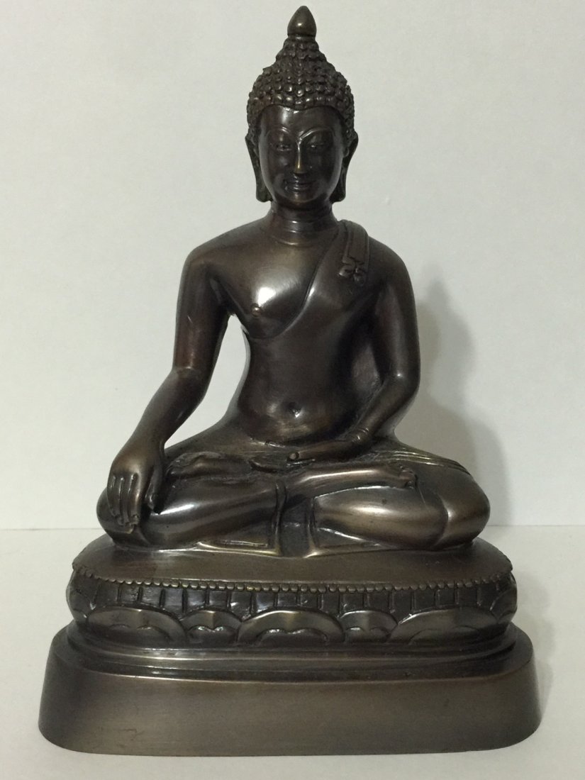 Antique Bronze Seated Thai Goddess Buddha - 8.5": Antique Bronze Seated Thai Goddess Buddha - 8.5"