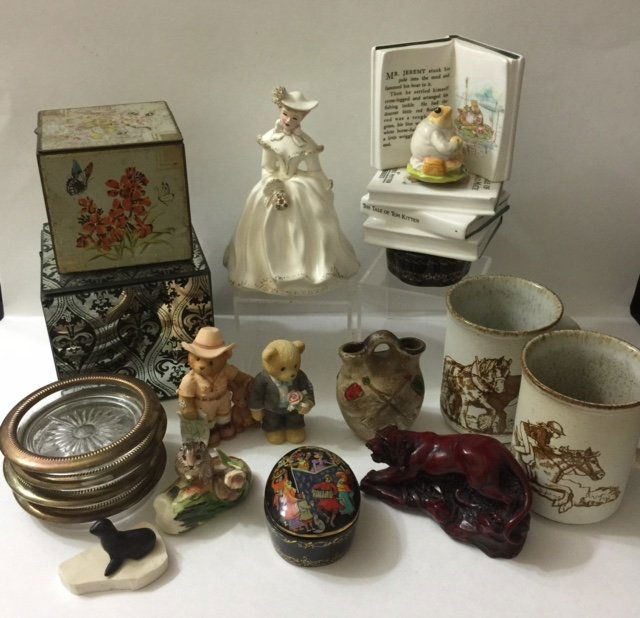 Large Lot - Vintage Signed Porcelain/Music Boxes +: Decorative Boxes, Figurines, Music Boxes, Navajo Pottery And More - Two of the items have been repaired MUST SEE ALL PHOTOS