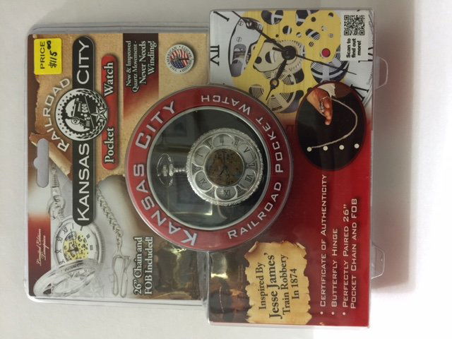 Sealed Kansas City Railroad Pocket Watch: Jesse James Inspired w/COA - Never Removed from Packaging Very Cool Collectible Piece of History MUST SEE ALL PHOTOS