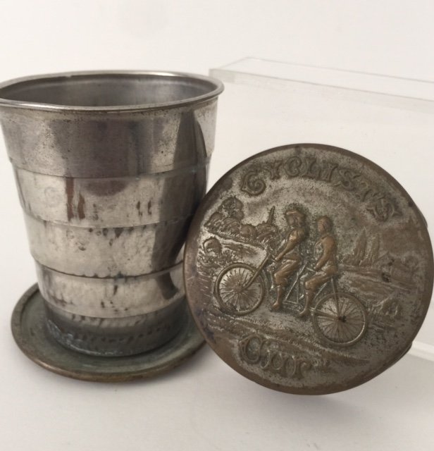 Old & Rare Cyclists German Silver Collapsible Cup: Near Impossible To Find - Must see all Photos