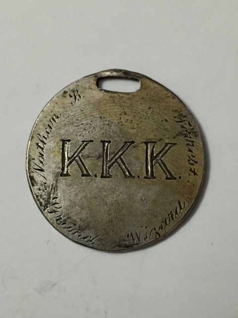90% Silver 1866 American Coin KKK Member Dog Tag: One of a Kind - Awarded to Nathan B Forrest "Ground Wizard" US Coin Turned in to a Personalized Klan Member Dog Tag MUST SEE ALL PHOTOS