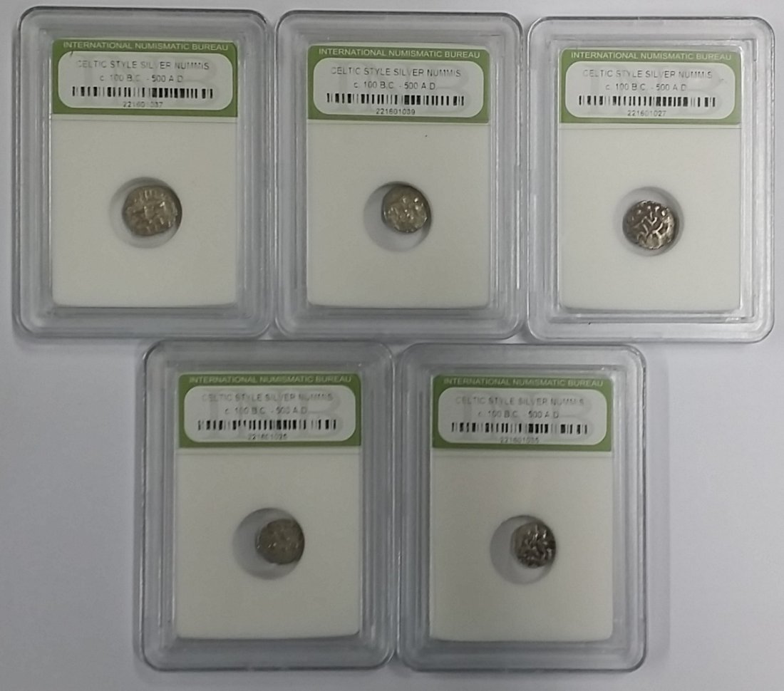 Lot of 5 Ancient Celtic Style Silver Nummis Coins: Lot of 5 Ancient Celtic Style Silver Nummis Coins