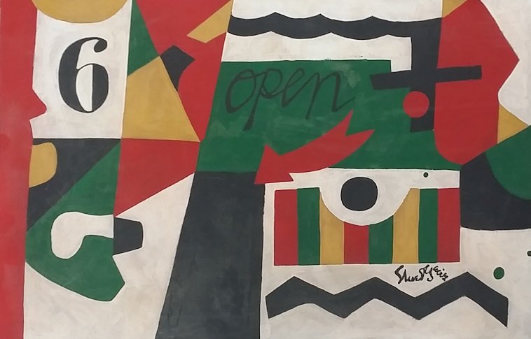 Tempera on Cardboard Signed Stuart Davis: approx 17"x26"