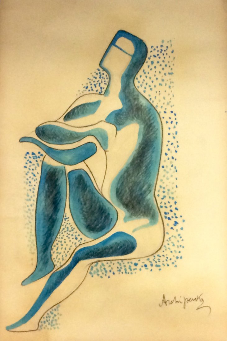 ALEXANDER ARCHIPENKO (Russian-Ukranian, 1887-1964): Medium : Mixed Media on Paper , Date : 1920', Size : 17 x 12 in