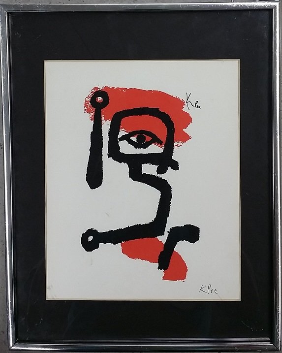 Paul Klee Lithograph Pencil Signed: frame approx 14"x11.25"