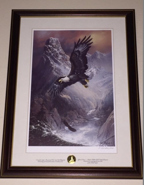 Rare Pencil Signed TED BLAYLOCK Eagle Art w/COA: 24" x 18" - "Save the Eagle Proud & Free" - Serigraph GREAT PIECE - LISTED ARTIST - Hard to Find Exclusively Sold by The Franklin Mint Multiple Photos Posted