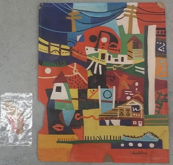 Tempera on Cardboard Signed Stuart Davis: approx 20"x16"