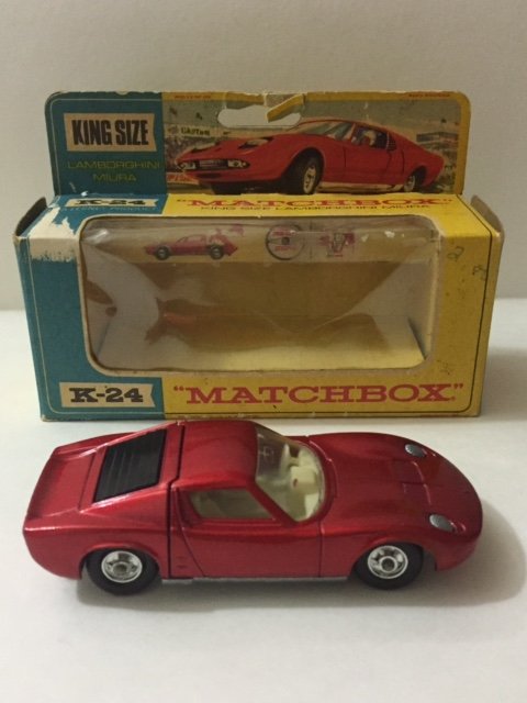 1969 MATCHBOX King Size LAMBORGHINI Die-Cast Car: MADE in ENGLAND - Very Hard to Find with Original Box MATCHBOX / LESNEY - LAMBORGHINI MIURA Collector Condition - MULTIPLE PHOTOS POSTED