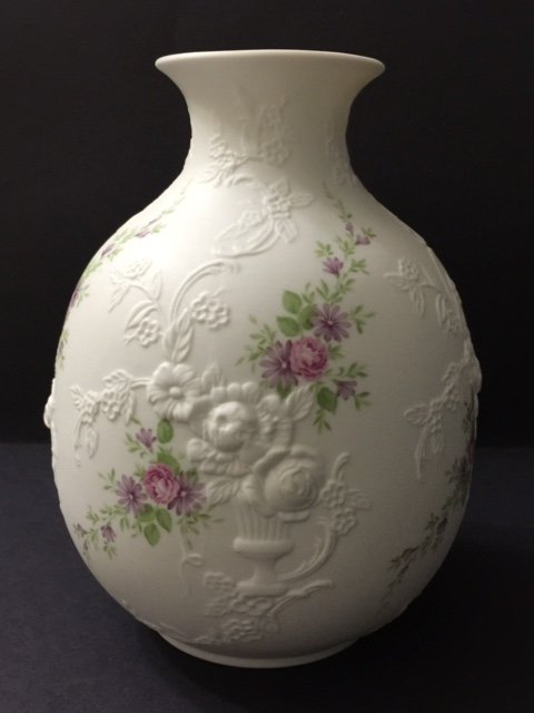Beautiful A.K. KAISER West German Porcelain Vase: Stunning Embossed Piece in Monaco White - MINT Multiple Photos Posted