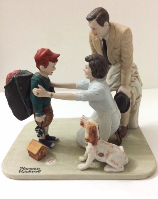 Large Porcelain NORMAN ROCKWELL Figurine: Titled "HOME from CAMP" - Handcrafted in Fine Porcelain Distributed Exclusively by The DANBURY MINT - GREAT PIECE